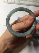 Load image into Gallery viewer, 55.5mm Certified Type A 100% Natural dark green/purple/gray round cut Jadeite bangle AA127-6935
