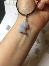 Load image into Gallery viewer, 100% natural type A icy watery light green white purple jadeite little alien hero pendant PF74

