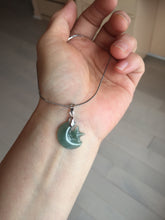Load image into Gallery viewer, Type A 100% Natural dark green/blue/gray Guatemala jadeite Jade moon and star Pendant necklace group PC144 Add on item
