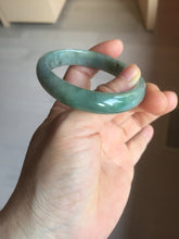 Load image into Gallery viewer, 54.5mm certified Type A 100% Natural dark green gary(油青) oval Jadeite Jade bangle PB206-3357

