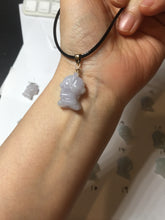 Load image into Gallery viewer, 100% natural type A icy watery light green white purple jadeite little alien hero pendant PF74
