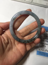Load image into Gallery viewer, 55.3mm Certified Type A 100% Natural dark green/purple/gray round cut Jadeite bangle AA128-6937
