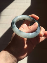 Load image into Gallery viewer, 54mm Certified Type A 100% Natural icy watery dark green/white//black Jadeite Jade bangle BM7-8579
