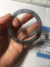 Load image into Gallery viewer, 55.3mm Certified Type A 100% Natural dark green/purple/gray round cut Jadeite bangle AA128-6937
