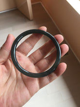 Load image into Gallery viewer, 60mm Certified Type A 100% Natural dark blue/gray/black(WuJi) Guatemala slim round cut Jadeite bangle AZ147-1360

