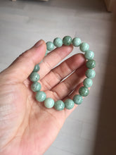 Load image into Gallery viewer, 9.9-10.5mm size 52-62mm 100% natural type A light green jadeite jade beads bracelet PC53
