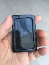 Load image into Gallery viewer, 100% Natural type A dark green black jadeite jade(墨翠, mocui) God of wealth General Guan (武财神关公) pendant pendant/worry stone AA64
