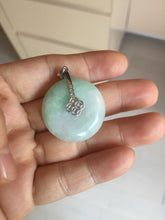 Load image into Gallery viewer, 23.5-27.7mm 100% Natural apple green/white jadeite Jade Safety Guardian Button(donut) Pendant group BK112
