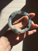 Load image into Gallery viewer, 54mm Certified Type A 100% Natural icy watery dark green/white//black Jadeite Jade bangle BM7-8579
