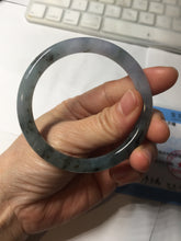 Load image into Gallery viewer, 55.3mm Certified Type A 100% Natural dark green/purple/gray round cut Jadeite bangle AA128-6937
