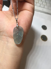 Load image into Gallery viewer, 100% natural type A icy watery light green blue gray Guatemala jadeite leaf pendant BP184-1
