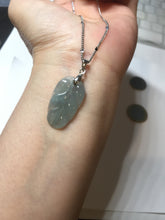 Load image into Gallery viewer, 100% natural type A icy watery light green blue gray Guatemala jadeite leaf pendant BP184-1
