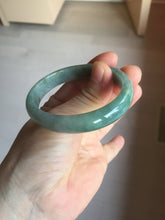 Load image into Gallery viewer, 54.5mm certified Type A 100% Natural dark green gary(油青) oval Jadeite Jade bangle PB206-3357
