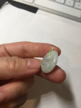 Load image into Gallery viewer, 100% natural Type A light green/white concentric circle jadeite jade safety Guardian ring pendant BN28
