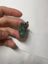 Load image into Gallery viewer, 100% natural type A icy watery dark green blue gray black Guatemala jadeite leaf pendant BP184-3
