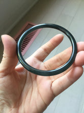 Load image into Gallery viewer, 62mm Certified Type A 100% Natural dark green gray black slim round cut Guatemala Jadeite bangle AJ150-0682
