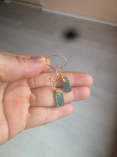 Load image into Gallery viewer, 100% Natural icy watery deep sea blue/green/gray safe and sound dangling Guatemala jadeite Jade earring Q125
