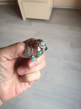 Load image into Gallery viewer, 100% natural type A icy watery green dark green four-prong jadeite jade ring group PB130
