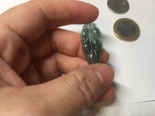 Load image into Gallery viewer, 100% natural type A icy watery dark green blue gray black Guatemala jadeite leaf pendant BP184-4
