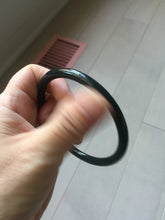 Load image into Gallery viewer, 62mm Certified Type A 100% Natural dark green gray black slim round cut Guatemala Jadeite bangle AJ150-0682
