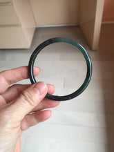 Load image into Gallery viewer, 58.8mm Certified Type A 100% Natural Half Black (乌鸡) / Half Watery Blue (蓝水)/gray Guatemala Jadeite Jade Bangle AZ146-1345
