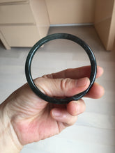 Load image into Gallery viewer, 58.8mm Certified Type A 100% Natural Half Black (乌鸡) / Half Watery Blue (蓝水)/gray Guatemala Jadeite Jade Bangle AZ146-1345
