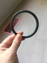 Load image into Gallery viewer, 62mm Certified Type A 100% Natural dark green gray black slim round cut Guatemala Jadeite bangle AJ150-0682

