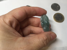 Load image into Gallery viewer, 100% natural type A icy watery dark green blue gray black Guatemala jadeite leaf pendant BP184-5

