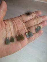 Load image into Gallery viewer, 100% Natural icy watery deep sea blue/green/gray safe and sound dangling Guatemala jadeite Jade earring Q125
