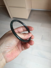 Load image into Gallery viewer, 58.8mm Certified Type A 100% Natural Half Black (乌鸡) / Half Watery Blue (蓝水)/gray Guatemala Jadeite Jade Bangle AZ146-1345
