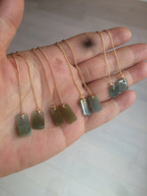 Load image into Gallery viewer, 100% Natural icy watery deep sea blue/green/gray safe and sound dangling Guatemala jadeite Jade earring Q125
