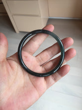 Load image into Gallery viewer, 58.8mm Certified Type A 100% Natural Half Black (乌鸡) / Half Watery Blue (蓝水)/gray Guatemala Jadeite Jade Bangle AZ146-1345

