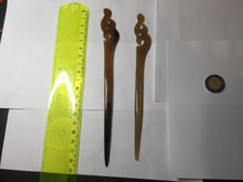 Load image into Gallery viewer, 100% Natural Buffalo Horn carved flowers/bamboo/Auspicious Clouds/love bird stick hairpin CB81 (Add-on item! not for sale individually)
