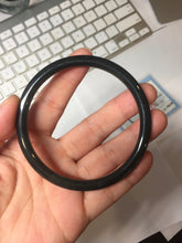 Load image into Gallery viewer, 62mm Certified Type A 100% Natural dark green gray black slim round cut Guatemala Jadeite bangle AJ150-0682
