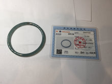 Load image into Gallery viewer, 60.6mm Certified Type A 100% Natural icy watery dark green/blue/gray with Guatemala slim round cut Jadeite bangle PH3-2349
