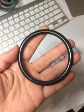 Load image into Gallery viewer, 62mm Certified Type A 100% Natural dark green gray black slim round cut Guatemala Jadeite bangle AJ150-0682

