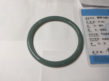 Load image into Gallery viewer, 61mm Certified Type A 100% Natural Light Blue Green Gray Ru Kiln Sky Celadon Blue (汝窑天青蓝) Guatemala Jadeite Jade Slim Round Bangle AZ166-0274
