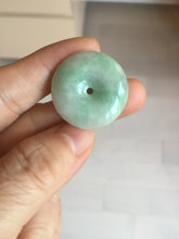 Load image into Gallery viewer, 23.5-27.7mm 100% Natural apple green/white jadeite Jade Safety Guardian Button(donut) Pendant group BK112
