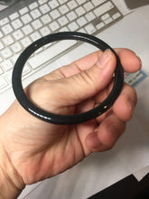Load image into Gallery viewer, 62mm Certified Type A 100% Natural dark green gray black slim round cut Guatemala Jadeite bangle AJ150-0682
