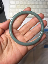 Load image into Gallery viewer, 61mm Certified Type A 100% Natural Light Blue Green Gray Ru Kiln Sky Celadon Blue (汝窑天青蓝) Guatemala Jadeite Jade Slim Round Bangle AZ166-0274

