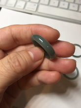 Load image into Gallery viewer, 19.4mm size 9 1/2 100% natural type A icy watery green/blue slim style Guatemala jadeite jade band ring group  BP70
