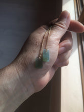 Load image into Gallery viewer, 100% Natural icy watery deep sea blue/green/gray safe and sound dangling Guatemala jadeite Jade earring Q125
