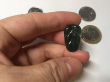 Load image into Gallery viewer, 100% natural type A icy watery dark green blue gray black Guatemala jadeite leaf pendant BP184-8/9/10
