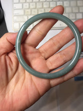 Load image into Gallery viewer, 61mm Certified Type A 100% Natural Light Blue Green Gray Ru Kiln Sky Celadon Blue (汝窑天青蓝) Guatemala Jadeite Jade Slim Round Bangle AZ166-0274
