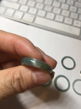 Load image into Gallery viewer, 19.4mm size 9 1/2 100% natural type A icy watery green/blue slim style Guatemala jadeite jade band ring group  BP70

