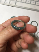 Load image into Gallery viewer, 19.4mm size 9 1/2 100% natural type A icy watery green/blue slim style Guatemala jadeite jade band ring group  BP70
