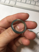 Load image into Gallery viewer, 19.4mm size 9 1/2 100% natural type A icy watery green/blue slim style Guatemala jadeite jade band ring group  BP70
