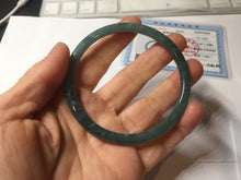 Load image into Gallery viewer, 60mm Certified Type A 100% Natural dark green/blue/gray with Guatemala slim round cut Jadeite bangle PH4-2333
