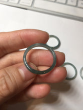 Load image into Gallery viewer, 19.4mm size 9 1/2 100% natural type A icy watery green/blue slim style Guatemala jadeite jade band ring group  BP70
