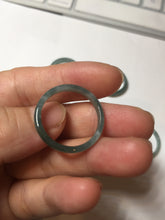 Load image into Gallery viewer, 19.4mm size 9 1/2 100% natural type A icy watery green/blue slim style Guatemala jadeite jade band ring group  BP70
